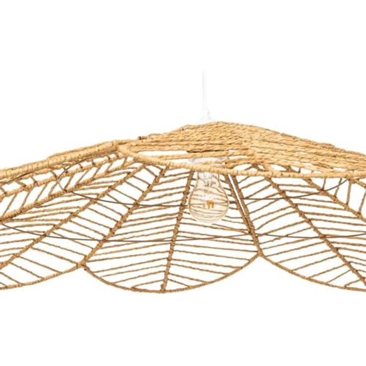 Atmosphera Blumenlampe Suspension Corde Folk Nat D98, Pendelleuchte mit 98 cm Durchmesser, rustikales Design, braunes Geflecht – Bild 5