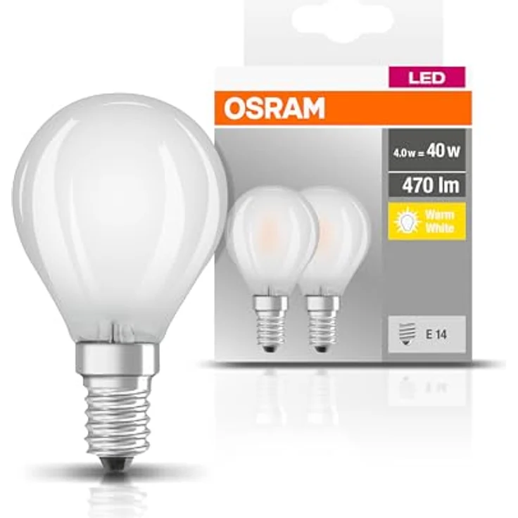 Osram E14 LED-Leuchtmittel Tropfenform 4 W, 470 lm, 2er Set, 2700 K, smokeyfarben – Bild 1