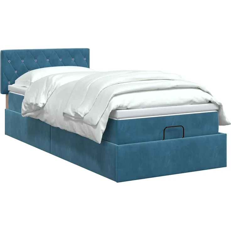 vidaXL Ottoman Bett mit Matratze Dunkelblau 80 x 200 cm Samt 3457615 – Bild 3