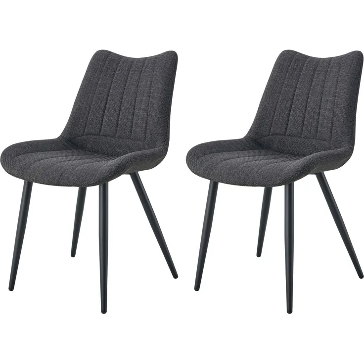 Stuhl 2er Set Helsinki Stühle in Anthrazit - gemütliches Design - B/H/T: 53x86x59 cm