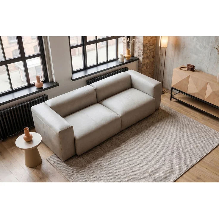 KAWOLA Sofa CELESTE 4-Sitzer Leder grau 72 x 114 x 302 cm – Bild 5