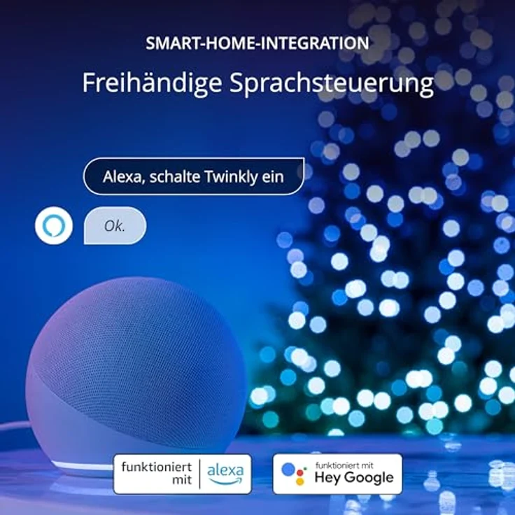 Twinkly Strings Candle 100 LED, LED-Lichterkette in Kerzenform, RGB LED-Lichter Mehrfarbig, Kompatibel mit Alexa & Google Home, Gaming-Lichter, Stromversorgung über USB-C, Grünes Kabel, 6m – Bild 8