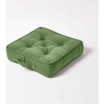 Homescapes Bodenkissen Rajput Bodenkissen aus Baumwolle, 40 x 40 x 8 cm, olivgrün