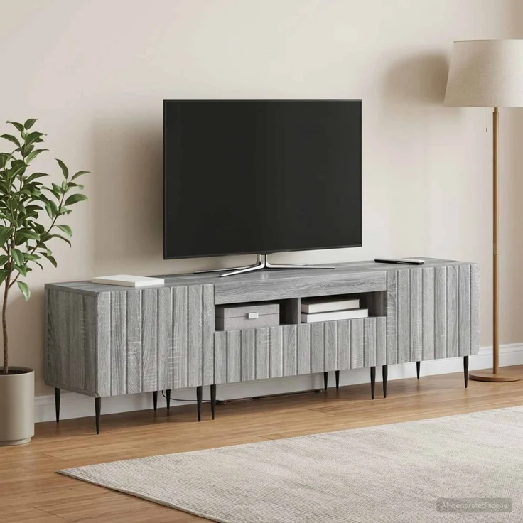 vidaXL 3-teiliges LED TV Regal ZWOLLE Sonoma-Grau Holzwerkstoff 3416524 – Bild 3