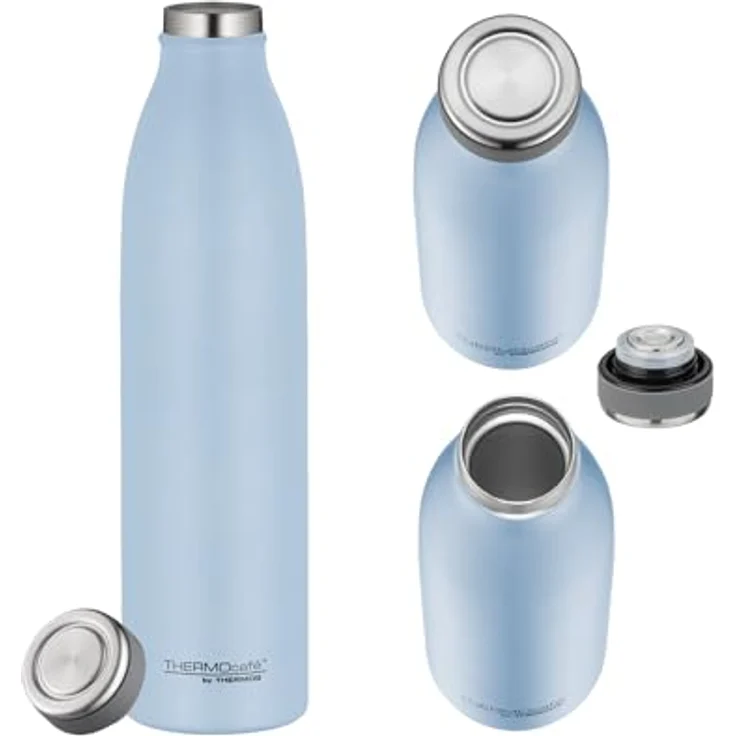 THERMOcafé by THERMOS TC BOTTLE pastell blau matt 0,75l, Edelstahl Isolierflasche kohlensäurefest, 12h heiß 24h kalt, Auslaufsicher, für Schule, Unterwegs & Büro, Pastel Water Mat – Bild 3