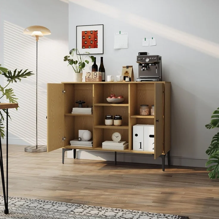 SONNI Sideboard Eichenfarbenes Sideboard mit Flügeltüren – Bild 4