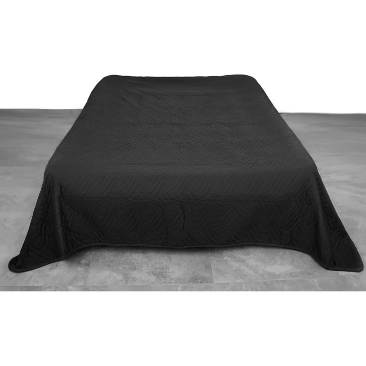 Elegante einfarbige Tagesdecken, Sofaüberwurf 240x220 cm aus 100% Polyester Schwarz – Bild 2