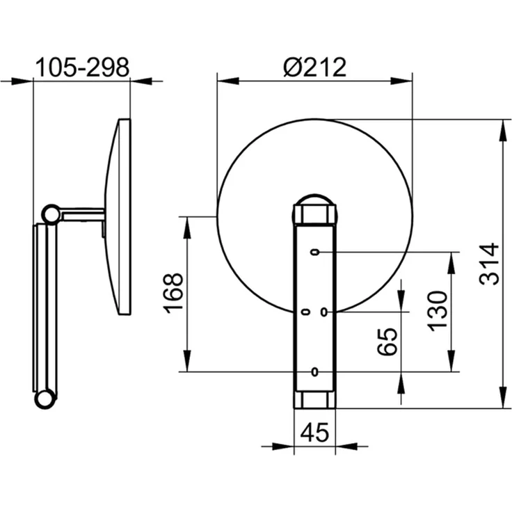 Keuco Kosmetikspiegel iLook_move (Wandmontage, modern), mit Schwenkarm und Drehgelenk, 5-facher Vergrößerung, 20x20cm, chrom – Bild 6