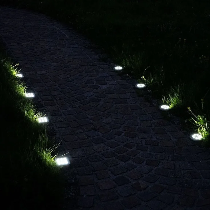 GLOBO LIGHTING LED Gartenleuchte, LED-Leuchtmittel fest verbaut, LED Solarleuchte Bodenstrahler Bodenlampe Erdspieß Edelstahl 8er Set