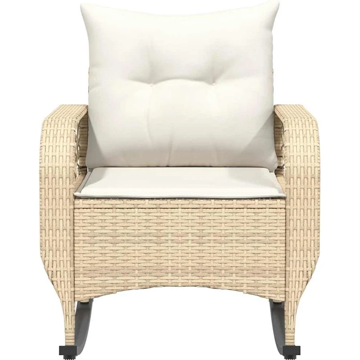 vidaXL Garten-Schaukelstuhl mit Kissen Beige Poly Rattan 4104197 – Bild 3