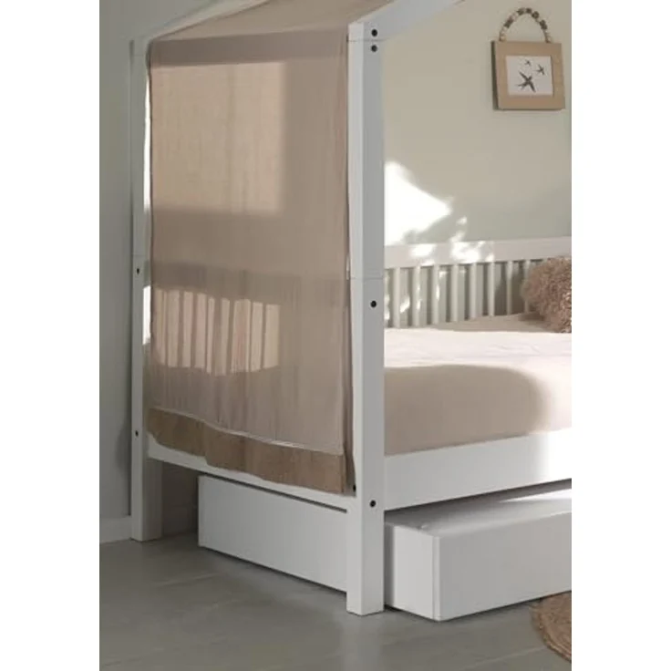 Hausbett >Buche Massiv< in Buche massiv weiß lackiert - 207,5x170x97,5 (BxHxT) – Bild 4