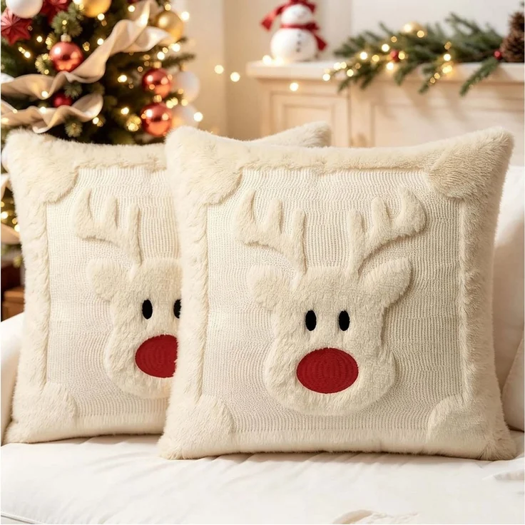 Bomiclss Kissenbezug 2er-Set Weihnachtsdeko Kissenbezug 45x45 cm, (2 Stück) – Bild 3
