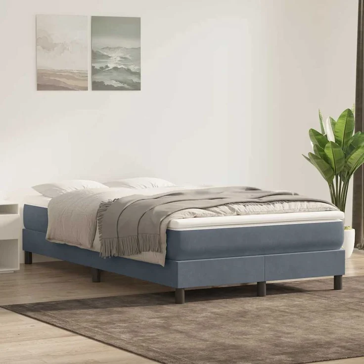 vidaXL Boxspringbett ohne Matratze Dunkelgrau 120x220 cm Samt 3315868 – Bild 1