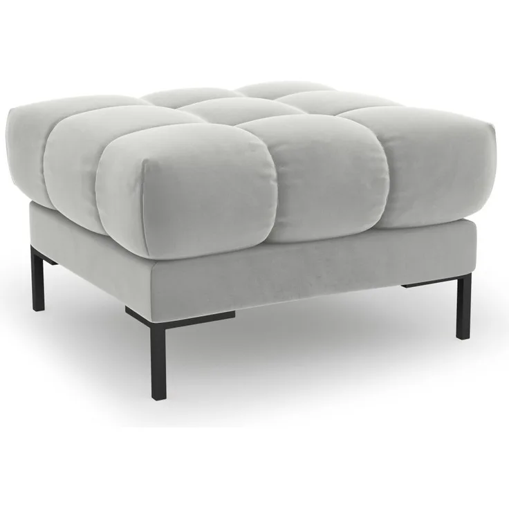 Micadoni Hocker Mamaia 1-Sitzer Samt Bluvel Silber schwarze Beine
