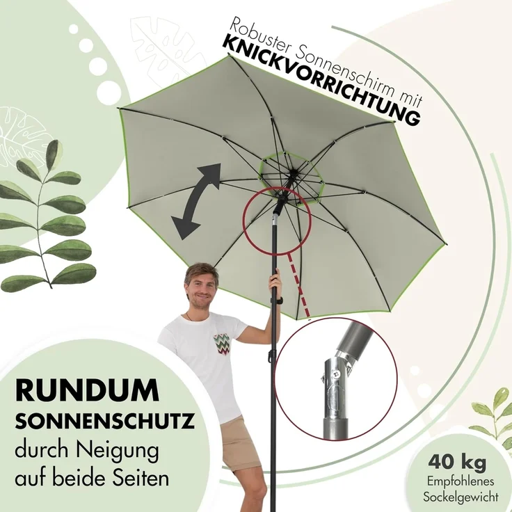 Doppler 'Windprofi' Sonnenschirm, mit Tragetasche, Ø 200 cm, grün – Bild 4