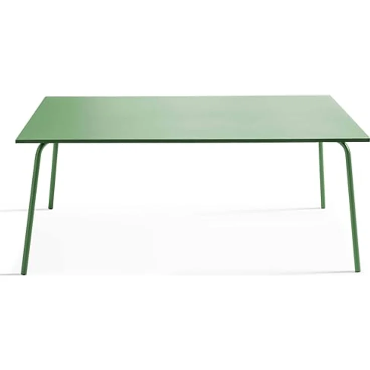 Oviala Gartentisch Palavas, Rechteckig, Dunkelgrün, Metall, 90x72x180 cm, für bis zu 8 Personen – Bild 6