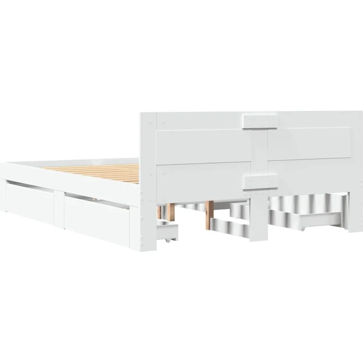 vidaXL Bettgestell mit Kopfteil ohne Matratze Weiß 120x190 cm 3295604 – Bild 6