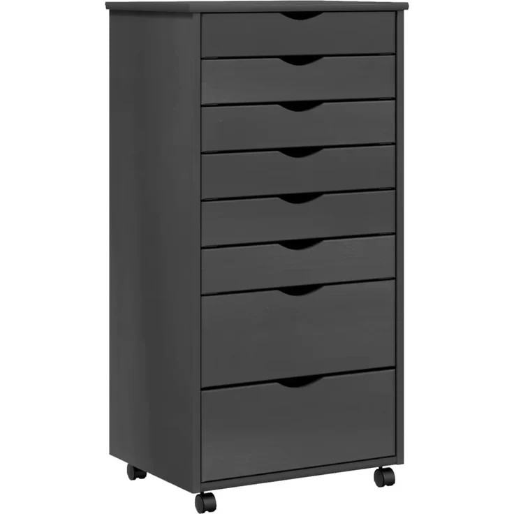 vidaXL Rollschrank mit Schubladen MOSS Grau Massivholz Kiefer 355899 – Bild 2