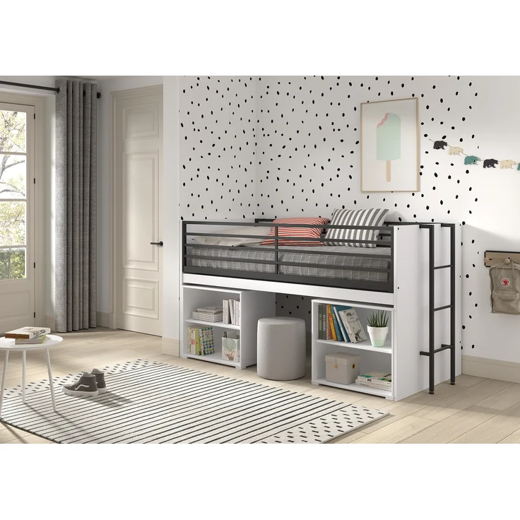Halbhohes Bett mit Schreibtisch u. Regalen Sam 98 x 219 x 116.6 cm – Bild 1