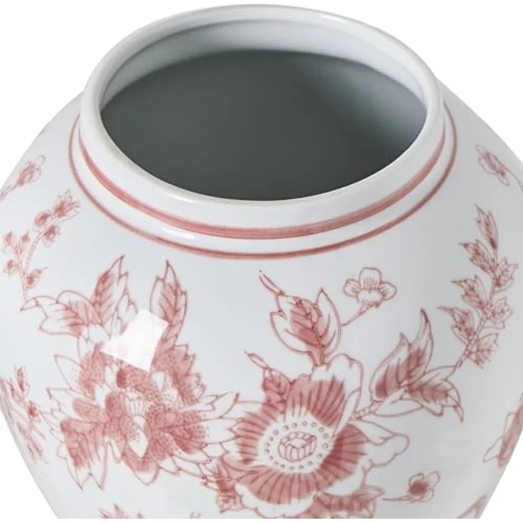 Vase mit Deckel SEWILLA 38 cm Porzellan Rot Weiß – Bild 5