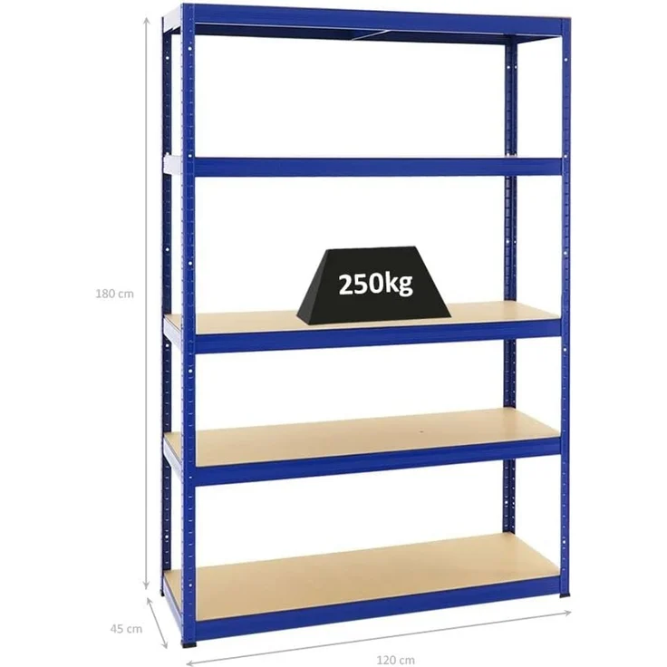 PROREGAL Schwerlastregal Big Elephant Blau 180 x 120 x 45 cm Fachlast 250kg Kellerregal, Steckregal, Garagenregal, Lagerregal – Bild 2
