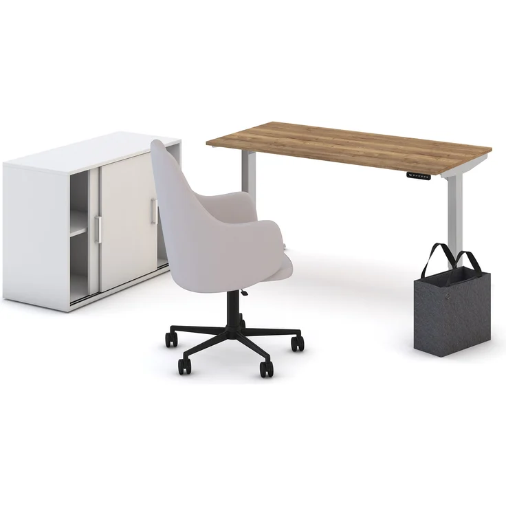 ASSMANN Schalenstuhl Consento Triest High Back gepolstert mit Rollen Hellgrau 56x63x98cm Textil – Bild 3