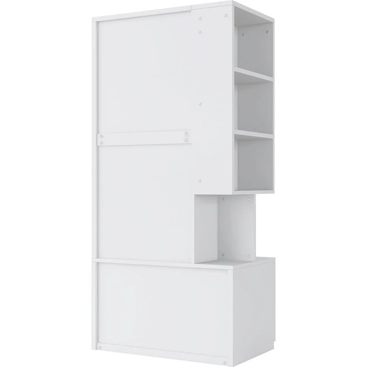 Kleiderschrank 70 x 50 x 170 cm mit offenen Ablagefächern und zwei Schubladen, Weiß und Holzfarbe – Bild 7
