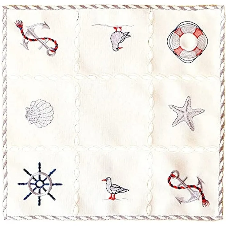 matches21 HOME & HOBBY Tischdecke Tischdeckchen NINA maritime Stickerei & Cutouts Polyester 30 x 30 cm (1-tlg), Pflegeleicht & waschbar bei 30 °C