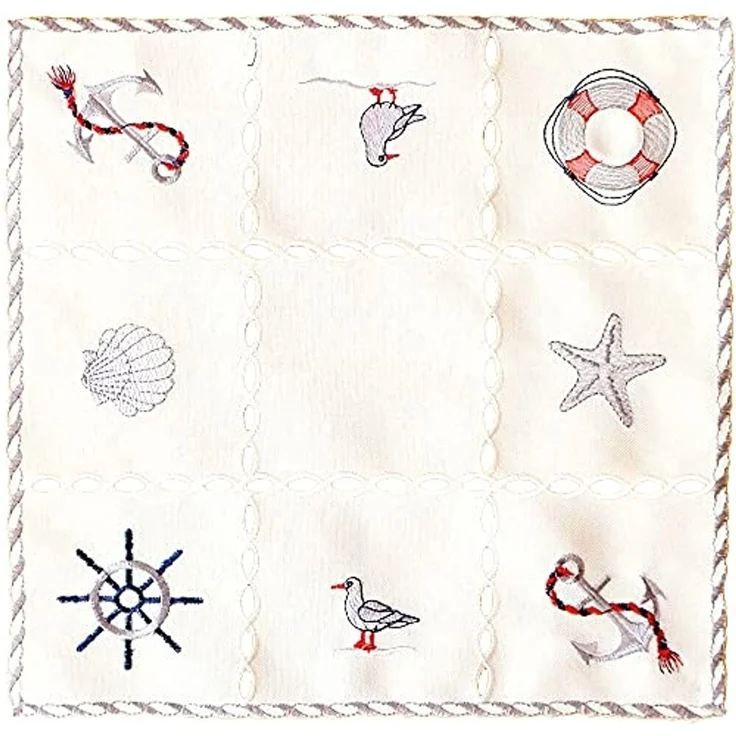 matches21 HOME & HOBBY Tischdecke Tischdeckchen NINA maritime Stickerei & Cutouts Polyester 30 x 30 cm (1-tlg), Pflegeleicht & waschbar bei 30 °C – Bild 1