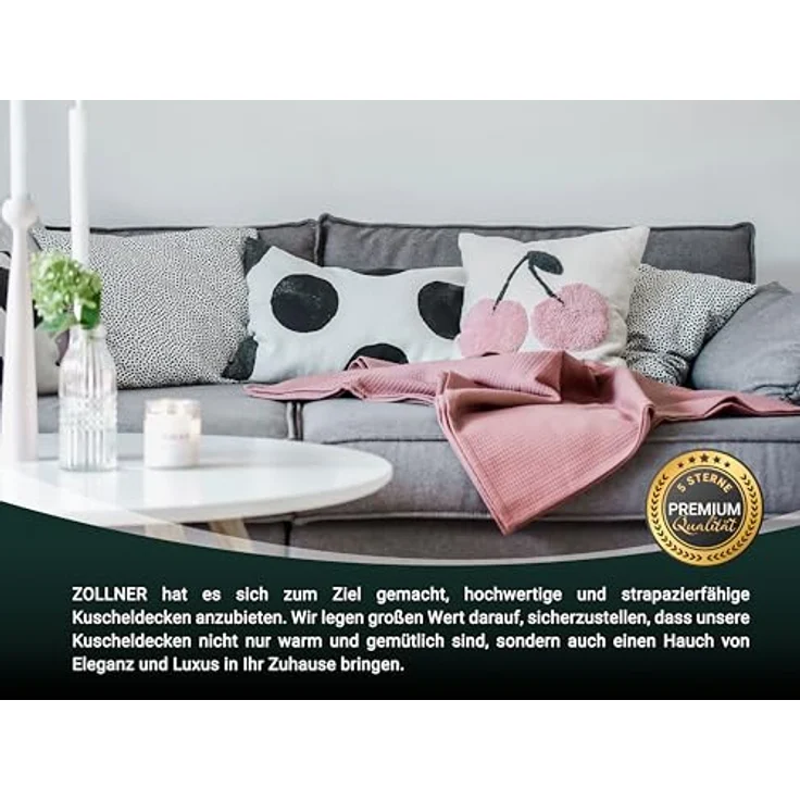 Zollner Kuscheldecke Altrosa, 150x200 cm, 100% Baumwolle, Oeko-Tex® Standard 100, schnell trocknend, waschbar bis 60°C – Bild 6