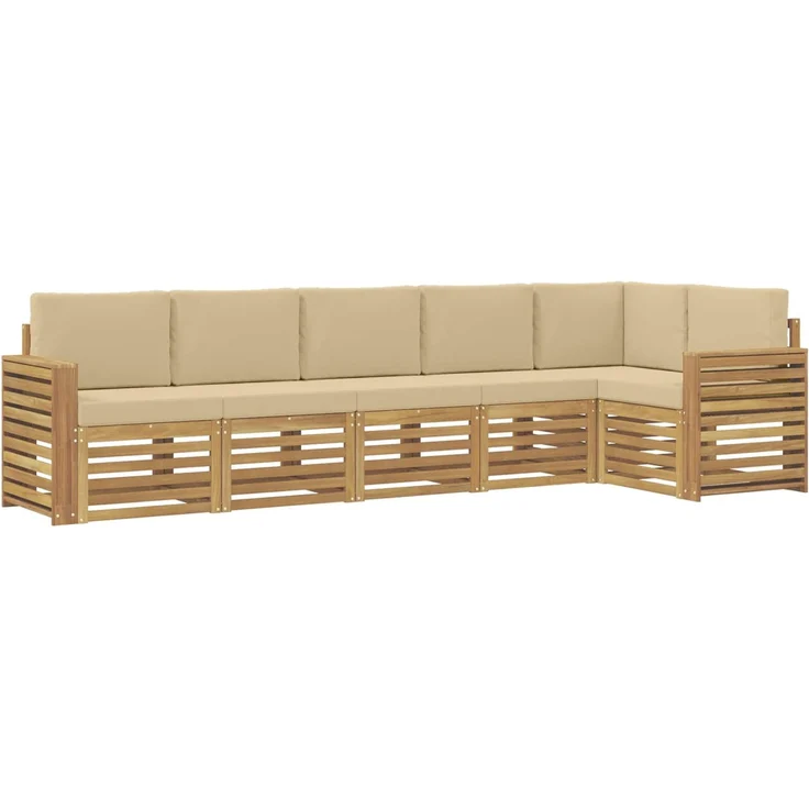 vidaXL Outdoor-Sofagarnitur 6 stk. 6-Sitzer Weiß und Beige Polyester 3391923 – Bild 2