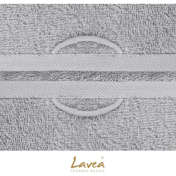 Lavea 2er Set Duschtuch 70x140 cm, Frottierserie Elena, Silber – Bild 7