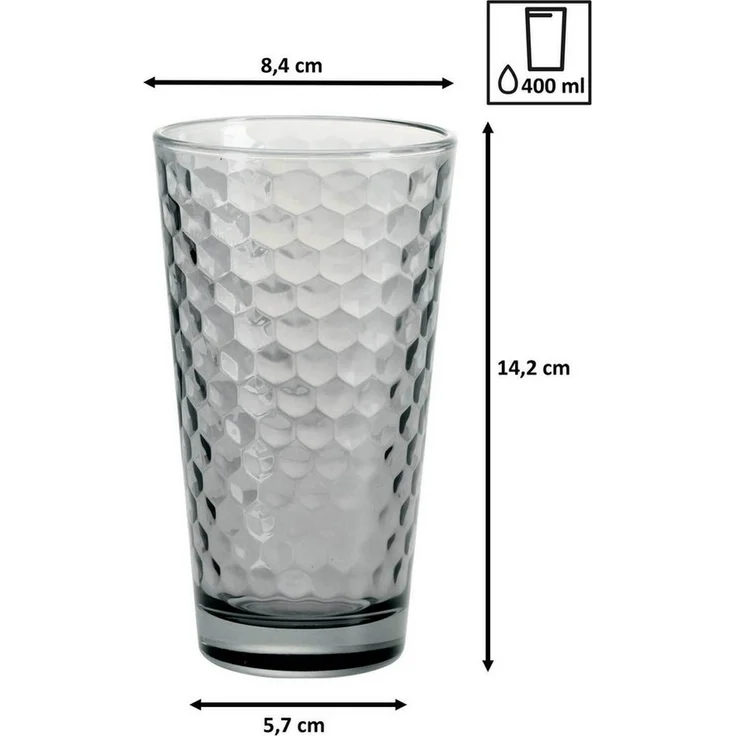 Ritzenhoff & Breker Favo Longdrinkglas 400 ml grau 6er Set – Bild 2
