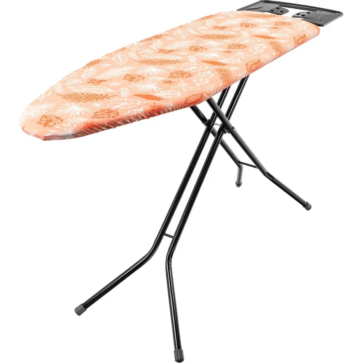 KADAX Bügelbrett 120x38 cm, klappbarer Bügeltisch mit stabiler Stahlkonstruktion, hitzebeständigem Bezug und Ablage für Bügeleisen, höhenverstellbar (Orange) – Bild 5