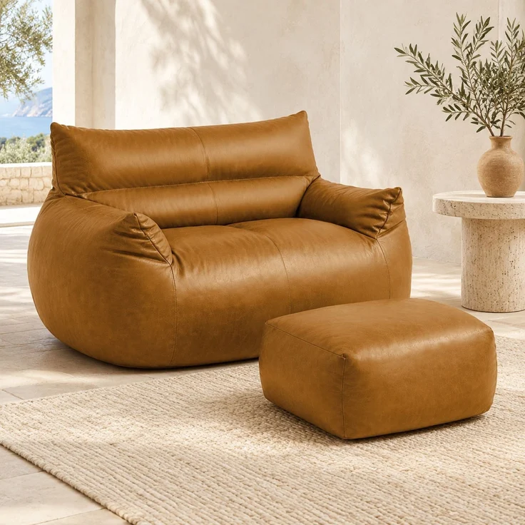 Sessel H 75 x T 135 x B 100 cm aus braunem Tech-Gewebe, ergonomisch geformt, 1 Stück – Bild 5