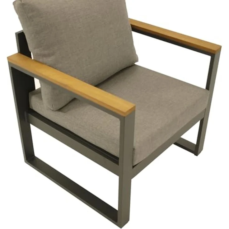 DEGAMO KAMPALA Diningsessel, Alu + Akazie, anthrazit/braun, 70cm – Bild 5