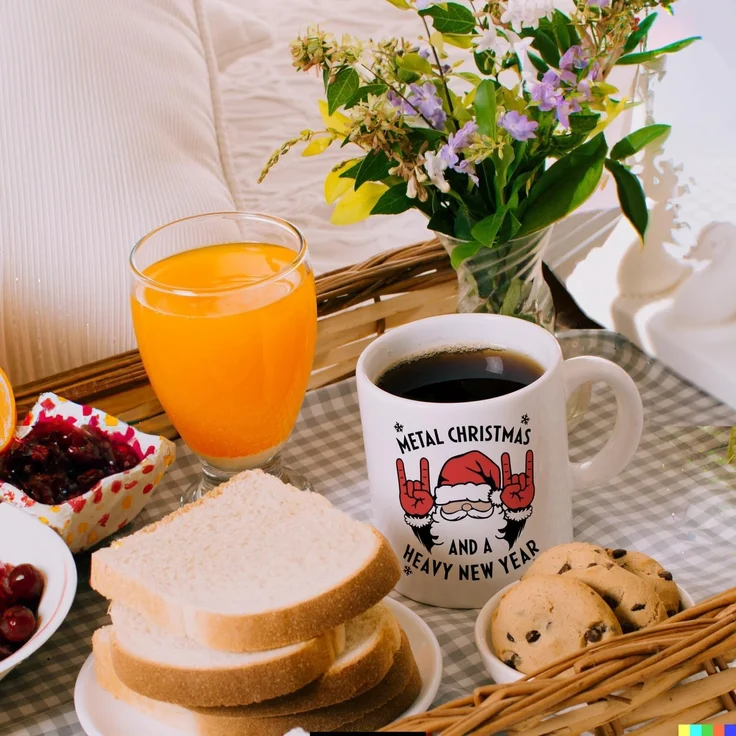 speecheese Tasse Weihnachtsmann Rock-Handzeichen - Metal Christmas Kaffeebecher – Bild 6