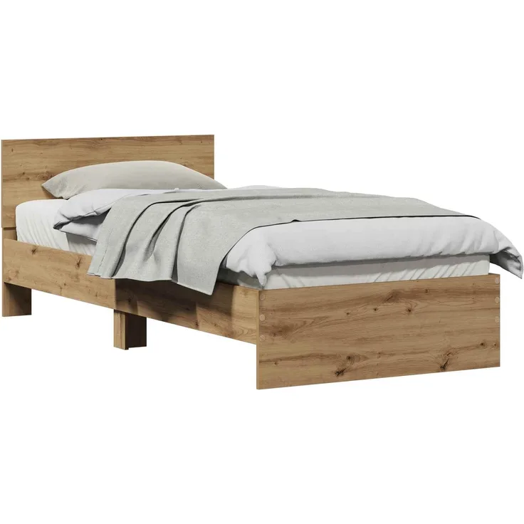 vidaXL Bettrahmen mit Kopfteil Artisan-Eiche 90 x 190 cm Holzwerkstoff 871658