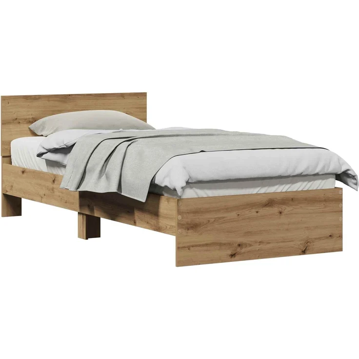 vidaXL Bettrahmen mit Kopfteil Artisan-Eiche 90 x 190 cm Holzwerkstoff 871658 – Bild 1