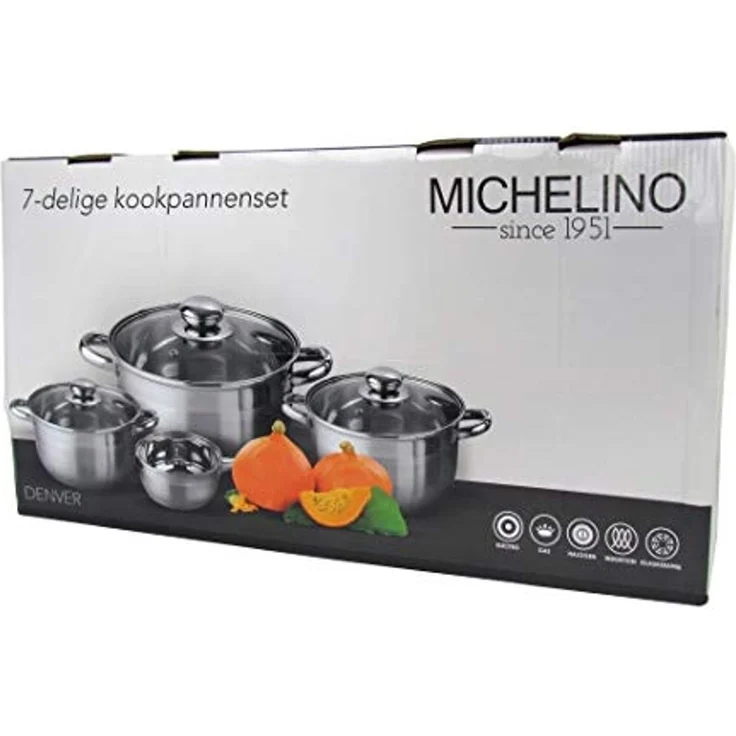 Michelino Topf-Set Kochtopfset Denver aus Edelstahl für alle Herdarten geeignet, Edelstahl (7-tlg), für alle Herdarten auch induktion – Bild 2