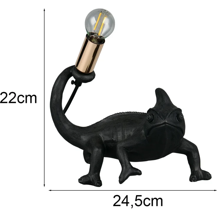 Ausgefallene LED Tischleuchte Tierlampe Chamäleon Schwarz, Höhe 22cm – Bild 3
