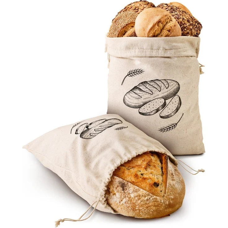 Praknu Brottasche 2x Leinen Brotbeutel 30x40cm – Großer Brotsack aus Dickem Stoff, Leinen, (2er Set, 2 x Brotbeutel Leinen 30x40cm), Extra Dicker Stoff & Wiederverwendbar – Brottaschen für Gebäck – Bild 5