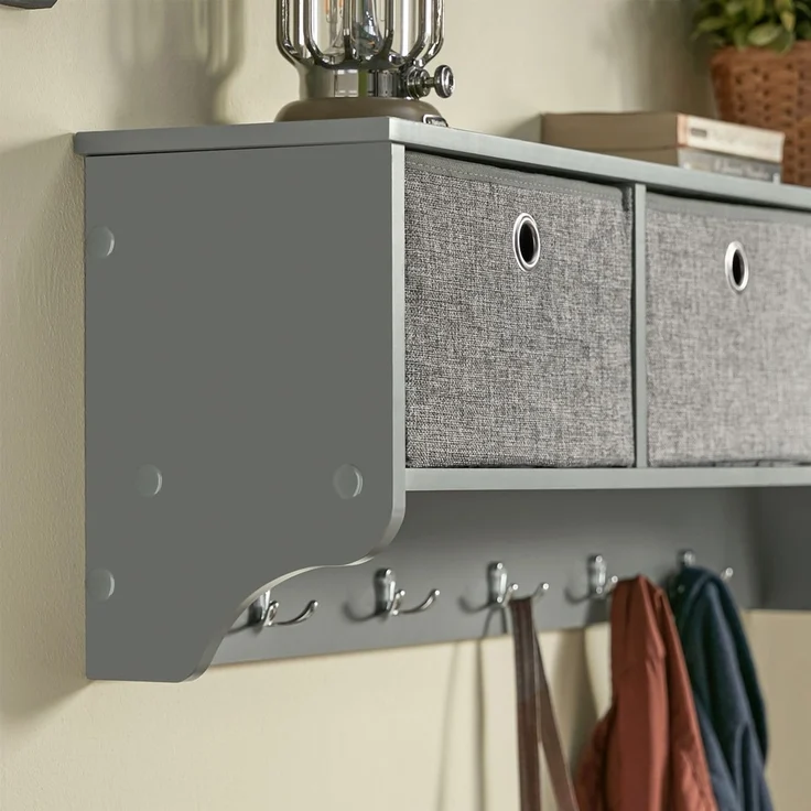 SoBuy FRG282-HG Wandgarderobe, MDF, Lackiert, Grau, 100 x 31 x 20 cm – Bild 7