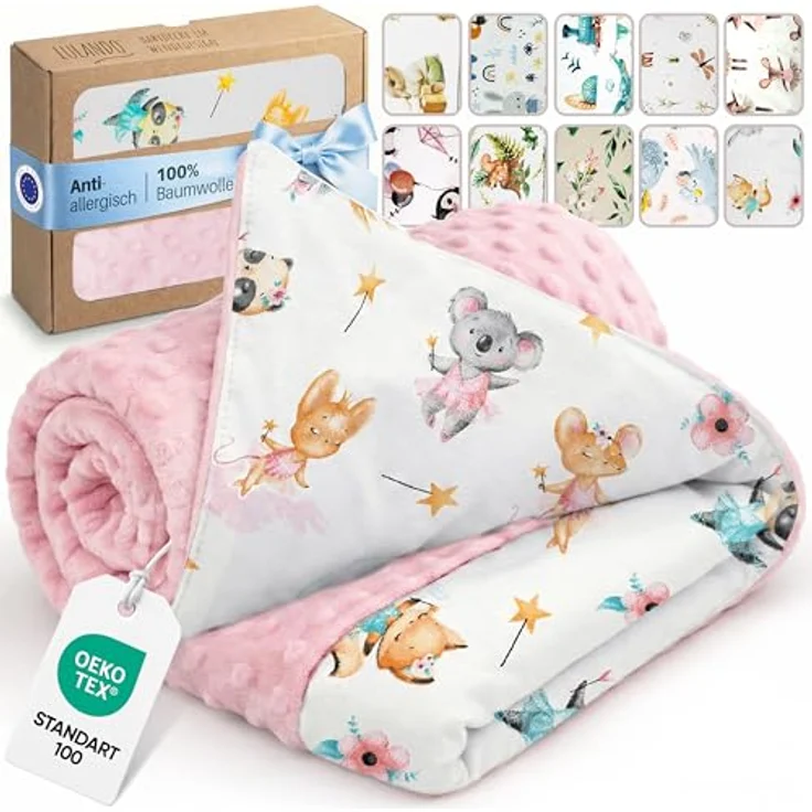LULANDO Babydecke Kuscheldecke Krabbeldecke aus 100% Baumwolle, antiallergisch, Standard 100 von Oeko-Tex, hergestellt in der EU,(100x75 cm). Kuschelige Lieblingsdecke für Ihr Baby. – Bild 2