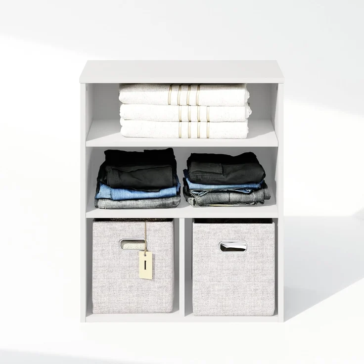 Furinno Reed 3-stufiges multifunktionales offenes Regal für Kleidung & Schrankaufbewahrung, Weiß – Bild 6