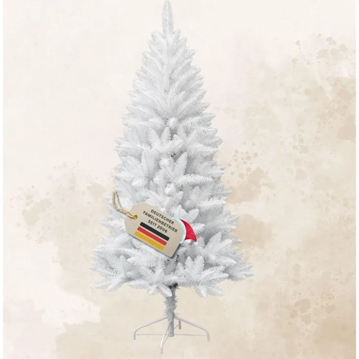 HXT 1015 Weiß 180 cm künstlicher Weihnachtsbaum inkl. Metallständer, schwer entflammbar