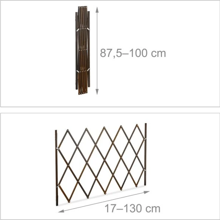 Relaxdays Hundeabsperrgitter, ausziehbar bis 130 cm, 87,5-100 cm hoch, Bambus, Hunde Schutzgitter, Treppe & Tür, Braun – Bild 4