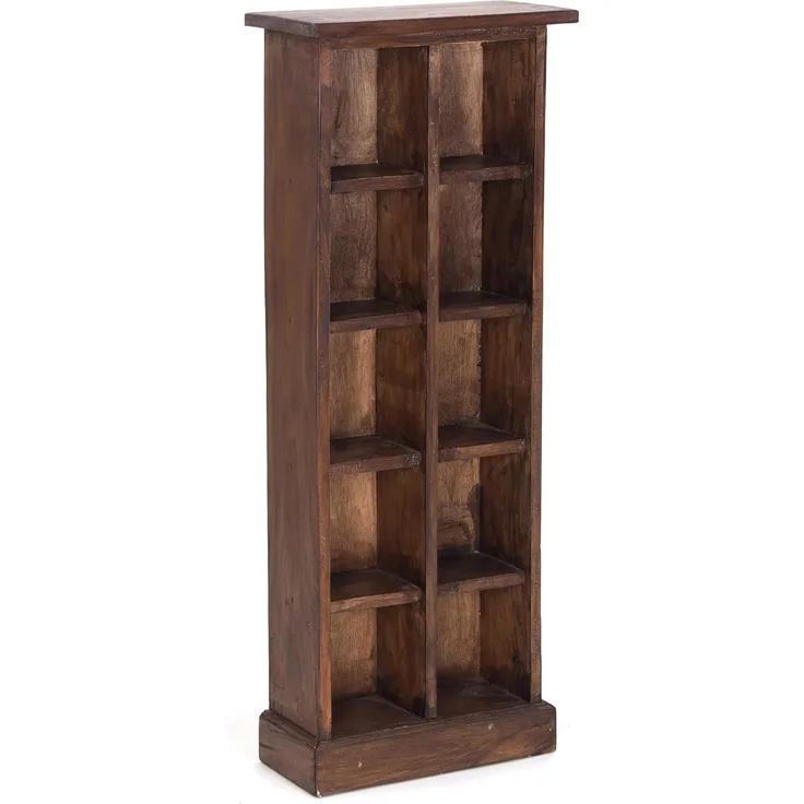 DESIGN DELIGHTS Regal RUSTIKALES CD & BÜCHERREGAL NATURE, 94x36cm(HxB) Holzregal 10 Fächer
