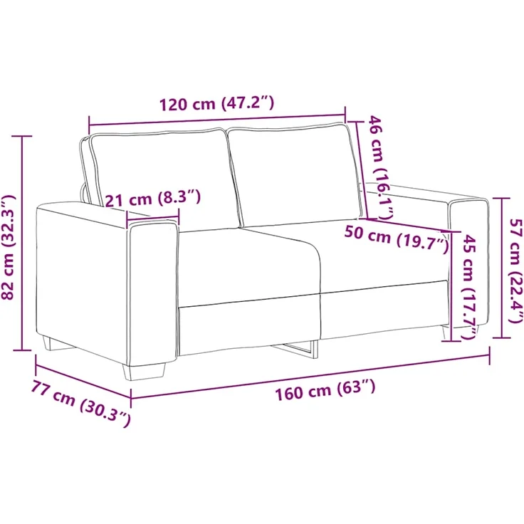 vidaXL Zweisitzer-Sofa Hellgrau 160x77x82 cm Cordstoff 4105193 – Bild 8
