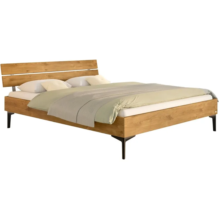 Hasena Bett Varela Wildeiche mit schwarzen Metallfüßen 180x200 cm, Komforthöhe 25 cm